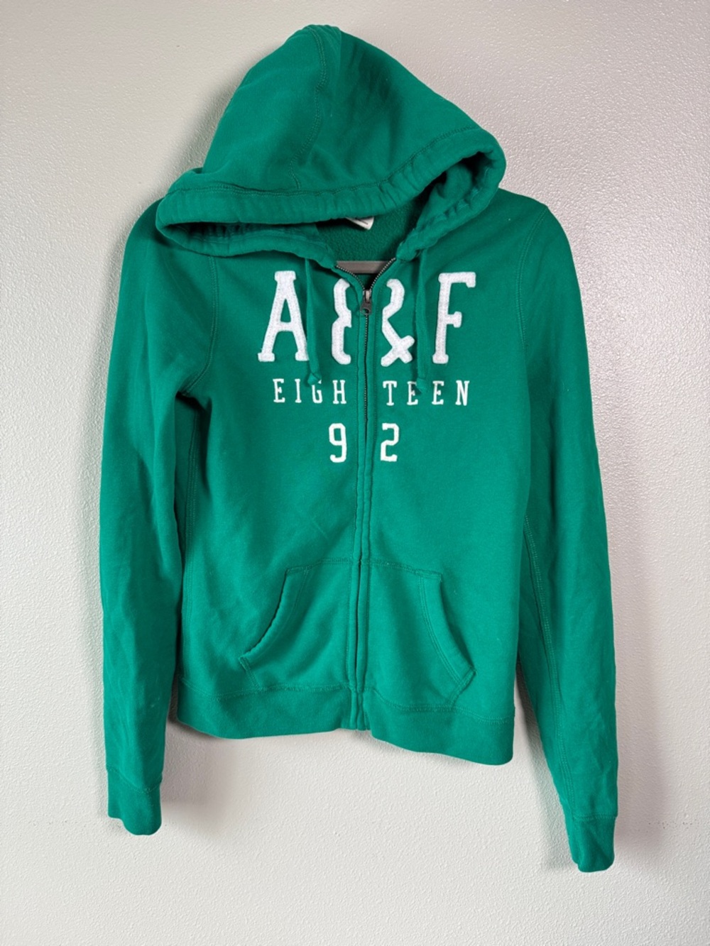 Abercrombie & Fitch Green Full Zip Hoodie Logo‎ Graphic Sweatshirt Small Y2K